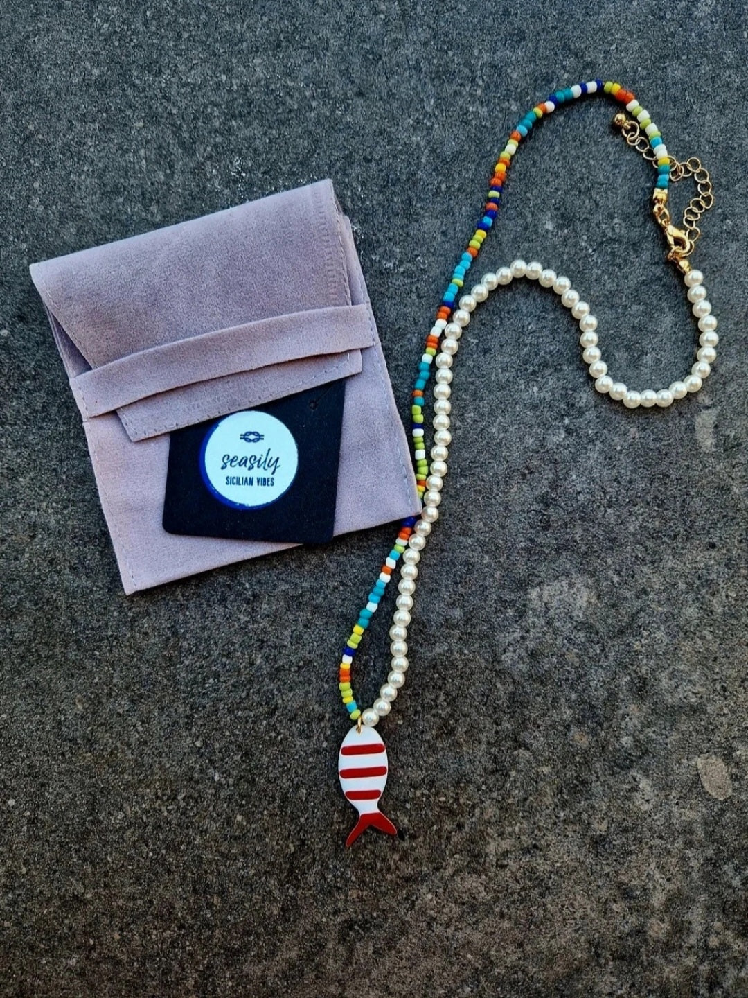 COLLANA MIX PESCE ROSSO