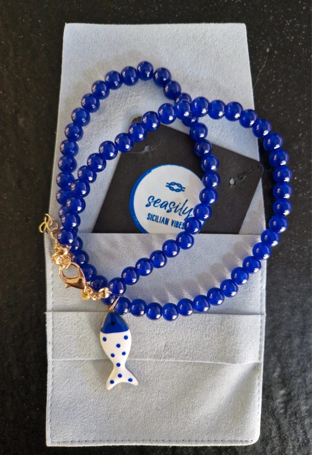 COLLANA BEADS BLU