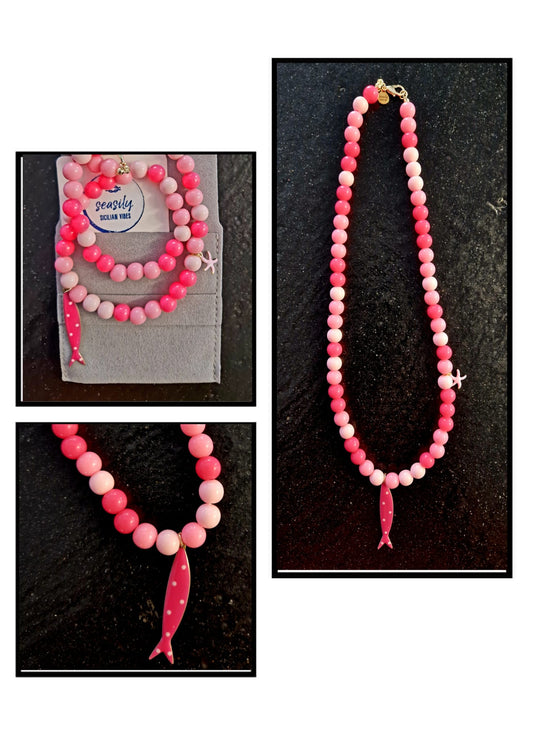 COLLANA BEADS PINK